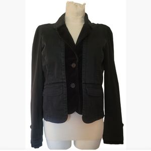 DKNY Jeans Black CottonDenim Jacket with Velvet Details Size M
